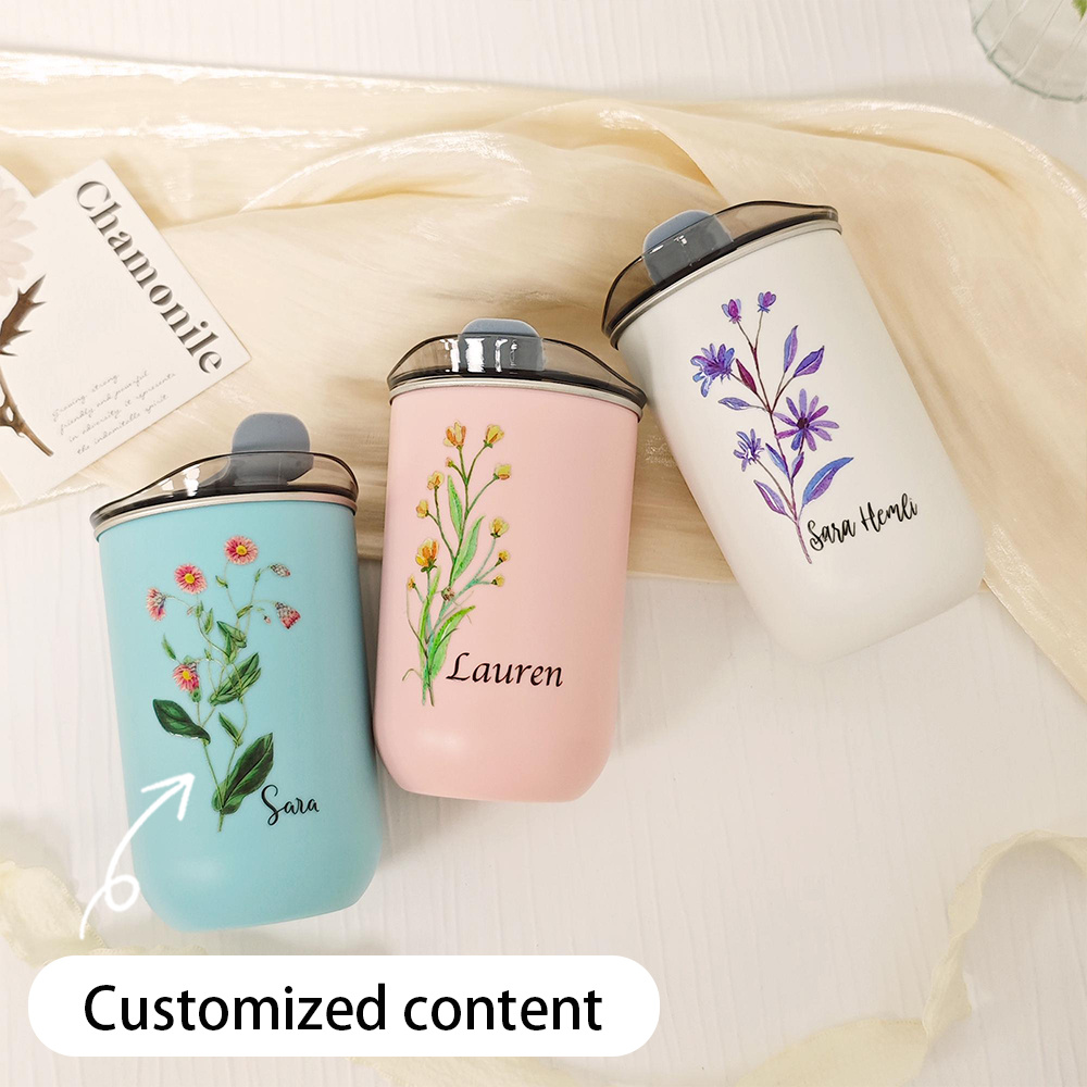 Coffee Tea Name - Tumbler in Acciaio Inox con Fiore