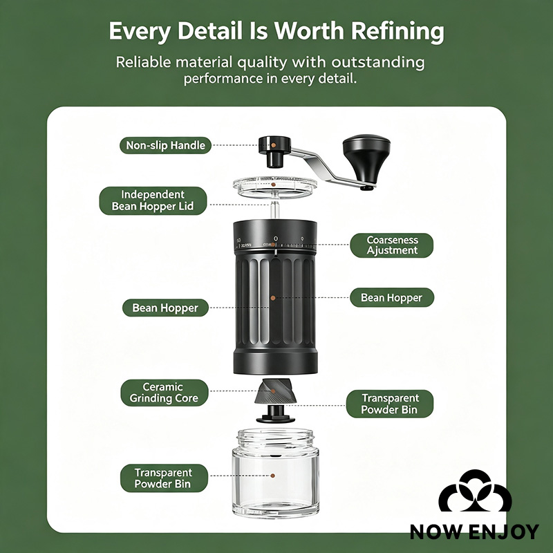 Macinacaffè Manuale NOW ENJOY  - Burr Hand Grinder recensione e prezzo